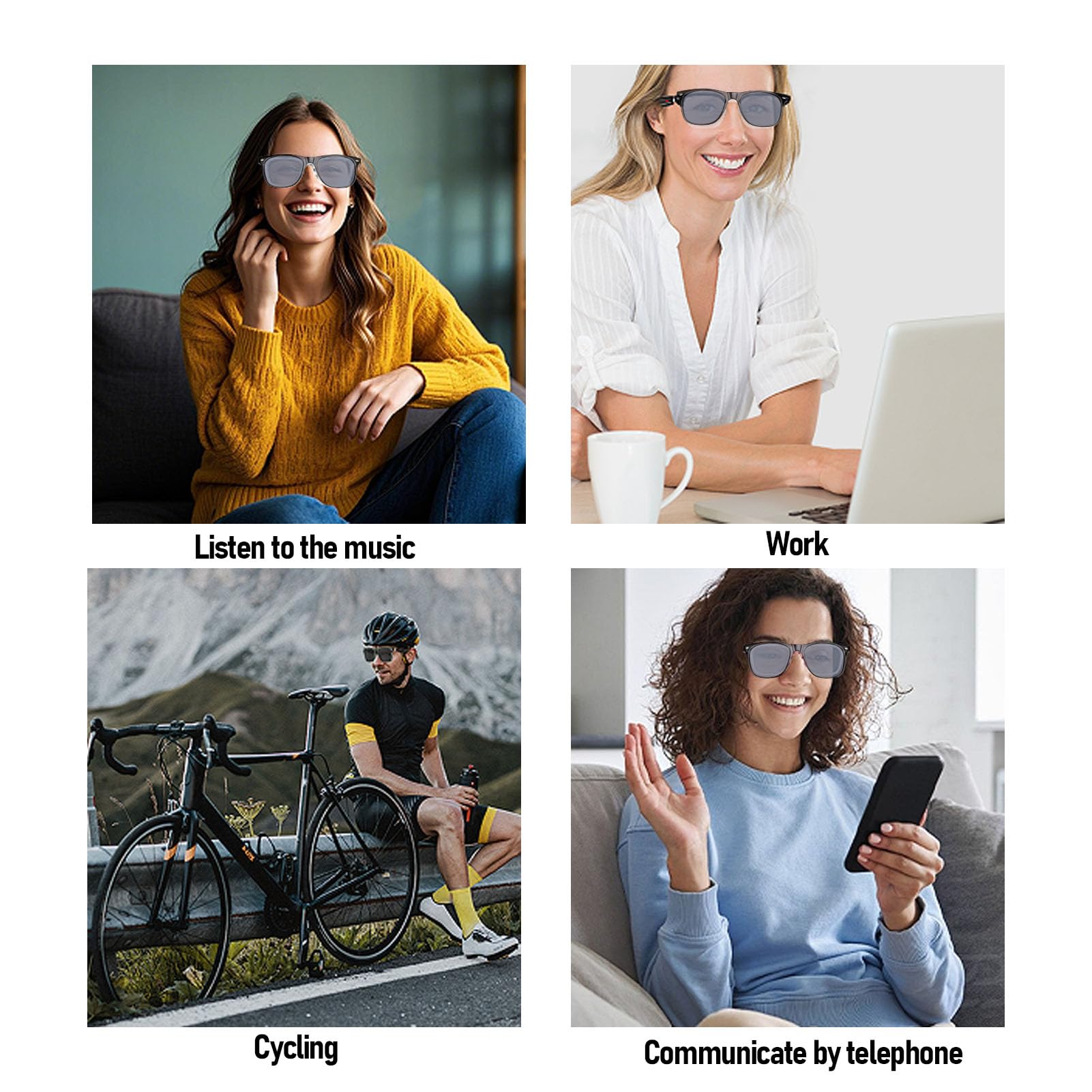 AI Smart Glasses 144 Lingue Traduzione in Tempo Reale, Occhiali da Sole Bluetooth 5.4 con Controllo Touch, IP65 Acqua Integrata in Microfono/Altoparlante, per Viaggi (cornice