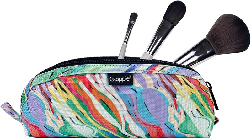 Gloppie Necessaire para Pincéis de Maquiagem, Compacta, com Zíper, Poliéster, Watercolor, 20,98 x 4,98 x 7,98 cm