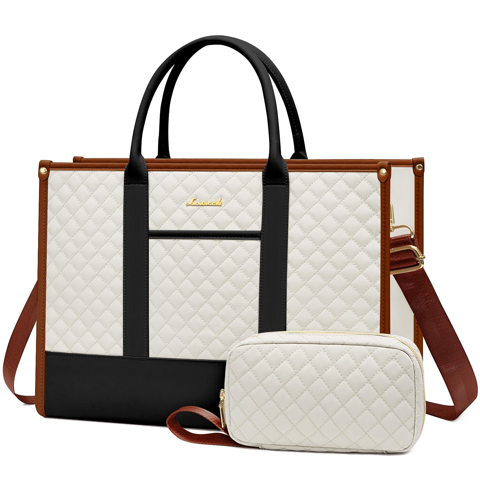 LOVEVOOK Laptop Bags for Women, 15.6 inch Waterproof Work Tote Bag with Clutch, Professional Teacher Computer Purse Lightweight Shoulder Bag Travel,