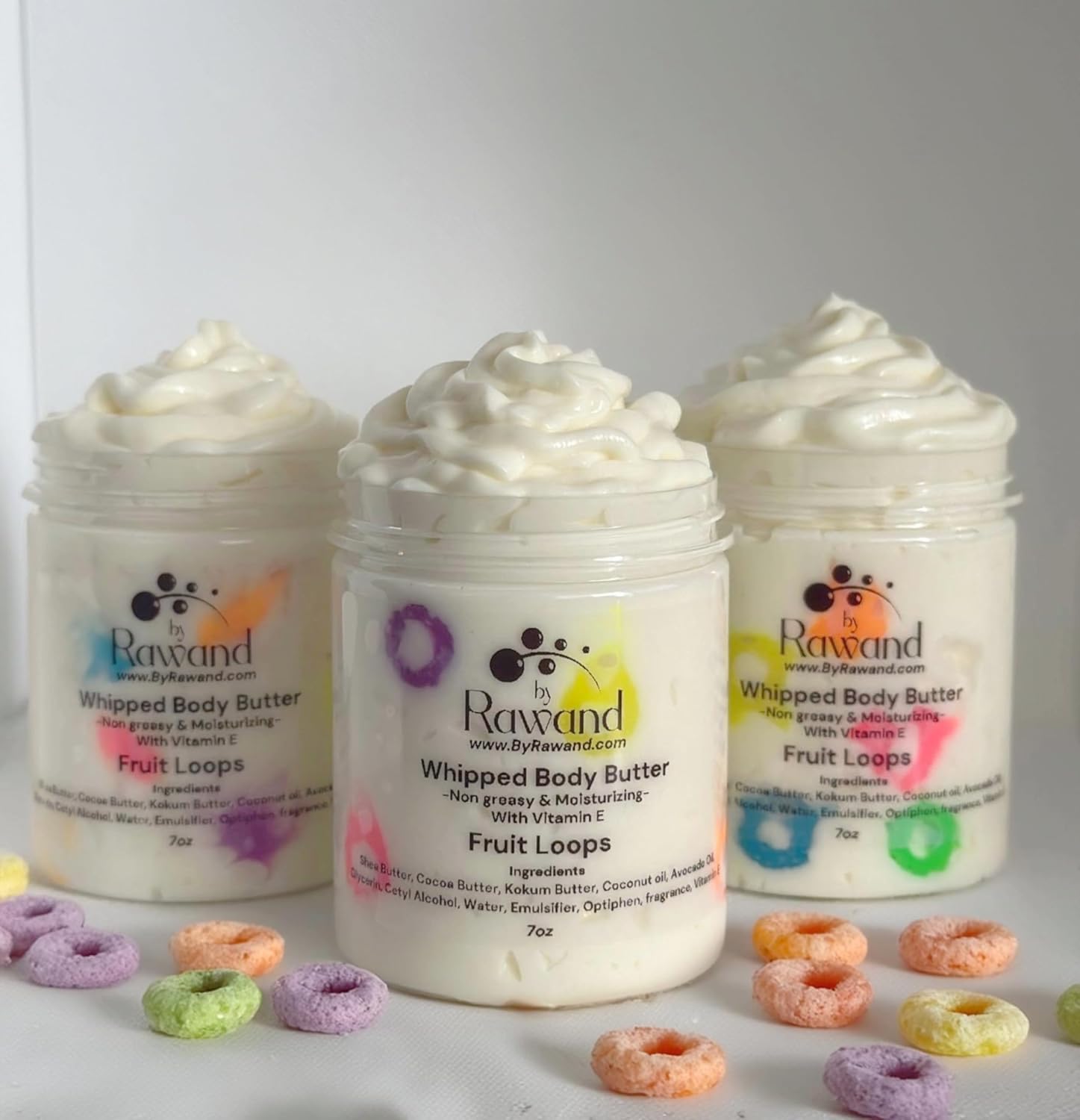 Handmade Fruit Loops body buttercream with Shea, Cocoa & Kokum butter based with natural oils & Hyaluronic Acid - non greasy, moisturizing (Fruit Loops)