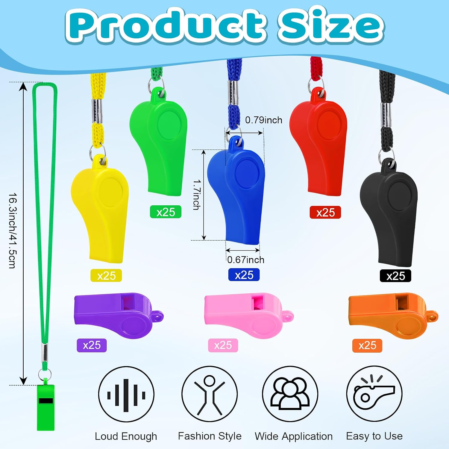 Mototo 72/144/200 PCS Plastic Whistle for Coach with Lanyard Loud Crisp Sound Sports Referee Whistle Multicolor Bulk for Adults Coaches Referees Teachers Officials Polices