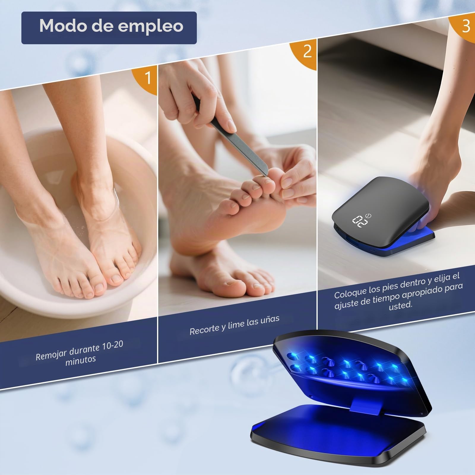 Upgrade Dispositivo láser para hongos en las uñas, 15 LED portátil y recargable mediante USB-C, 11 luz azul + 4 infrarrojos, pantalla táctil, temporizador de 5/10/15/20 minutos-Negro