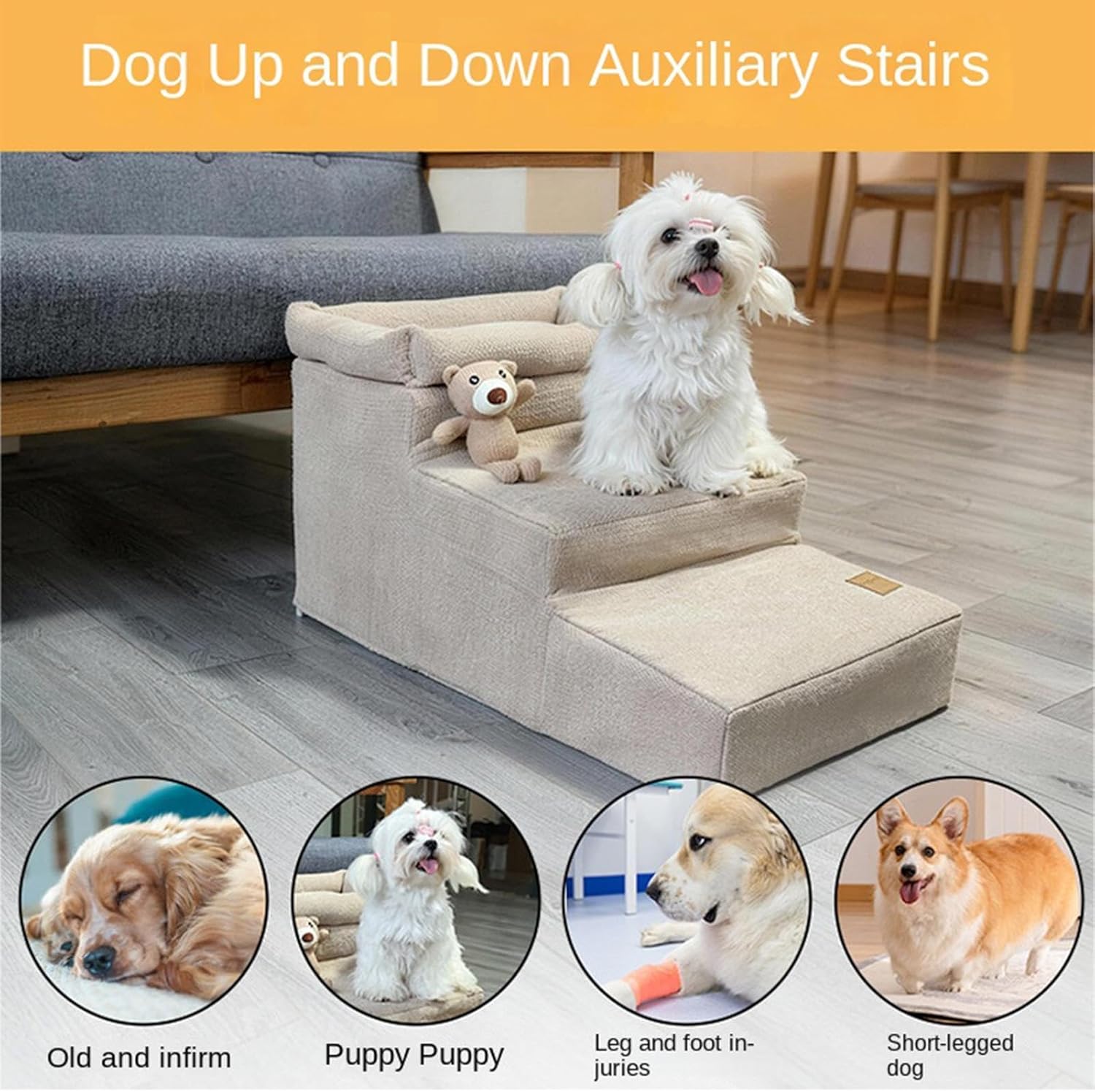 Cat Ladder Steps - Dog Vehicle Climbing Gear, Anti Slip Access Tool with Charm, High Bed Piece with Flair, Office Utility Supply, Pet Aid for Recovery, Parents, Car