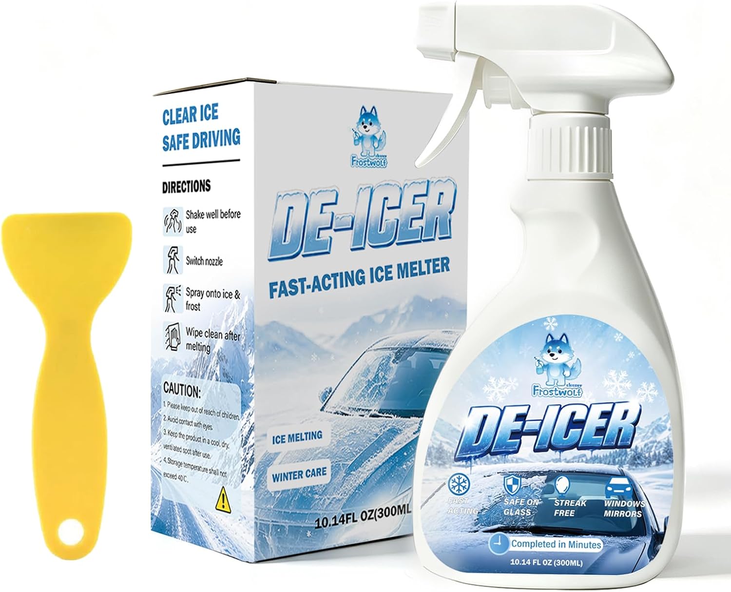 Frostwolf Windshield De-Icer Spray, Instant Snow Melter for Auto Mirrors