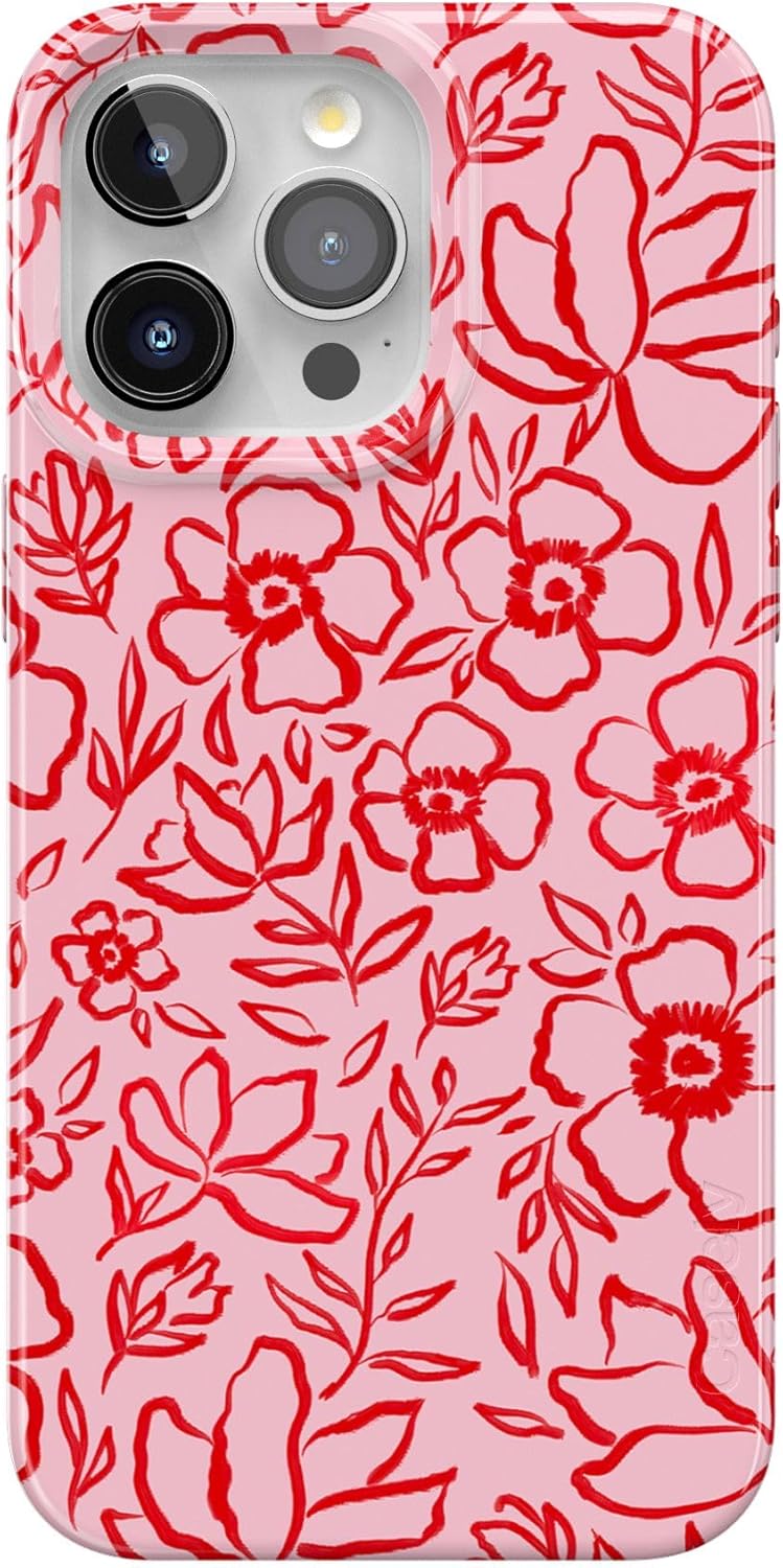 Casely iPhone 15 Pro Case | Blush Garden | Floral Doodle | Compatible with MagSafe | Classic Ultra Thin Design