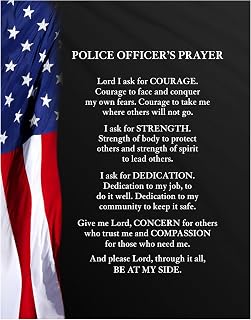 Police Officer Prayer Patriotic Wall Art 11x14 - American Flag Law Enforcement Gift Christian Wall Decor for Home Office Station - Inspirational Religious Quote for Cop First Responder - UNFRAMED
