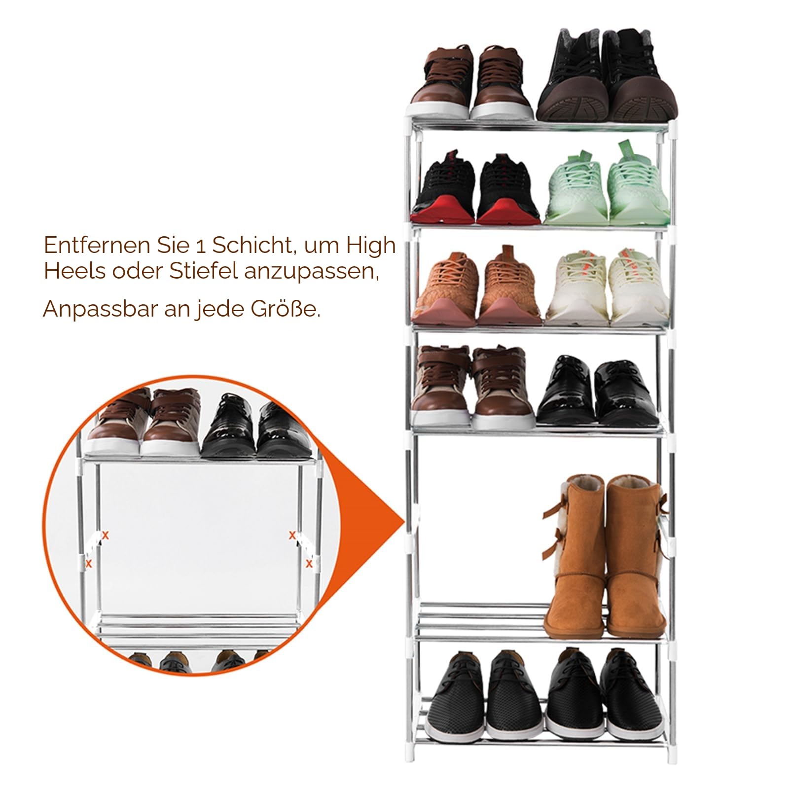 kleines Schuhregal mit 4 Ebenen, Schuhablage Für Bis Zu 8 Paar Schuhe für Eingang/Schrank für platzsparende Aufbewahrung (weiß)