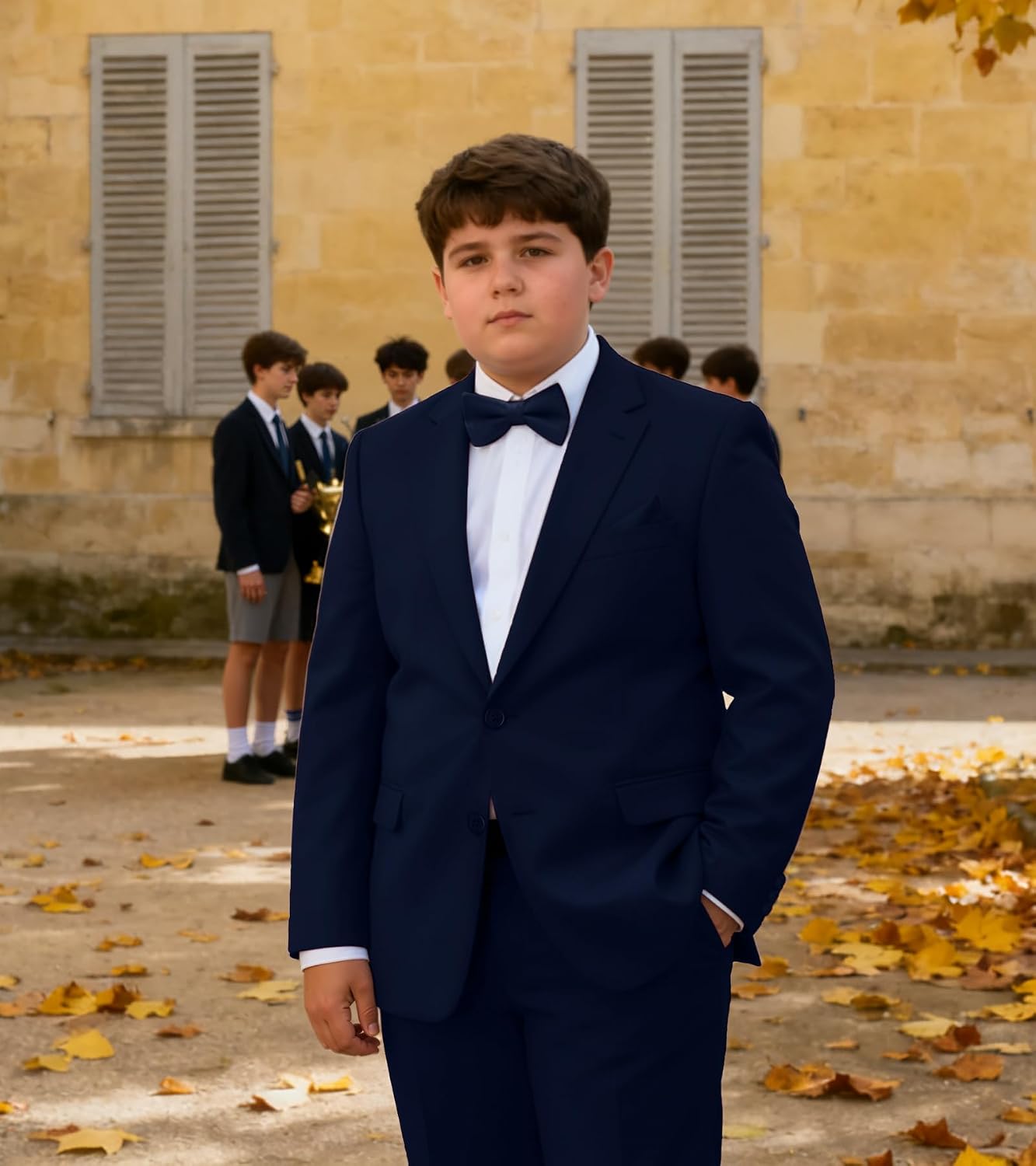 Husky Boys Suit Plus Size Wedding Outfit for Big Boy 3 Piece Formal Kids Tuxedo Suit Set
