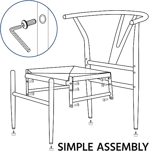 Miniatura 8 de Topeakmart - Silla de comedor con estructura de metal sólido de mediados de siglo moderno y 2 sillas, color blanco