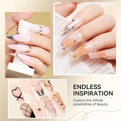 Miniatura 6 de MIZHSE Juego de esmalte de uñas con revestimiento de gel, pintura de gel dorada con purpurina para uñas, diseño de uñas en remolino, pintura de