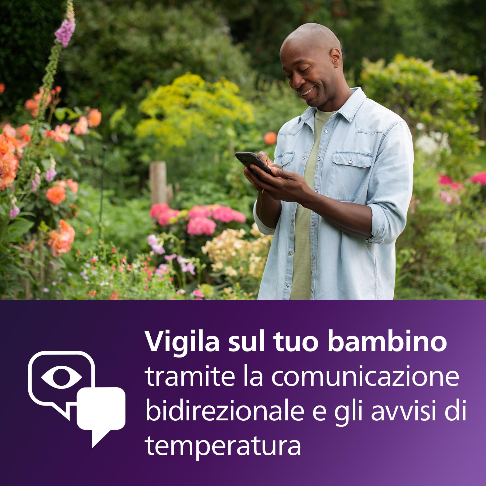 PHILIPS Avent Connected Baby Monitor con telecamera HD 1080p, visione notturna a infrarossi, audio bidirezionale, portata illimitata, Secure Connect, 12 ore (modello SCD923/26)