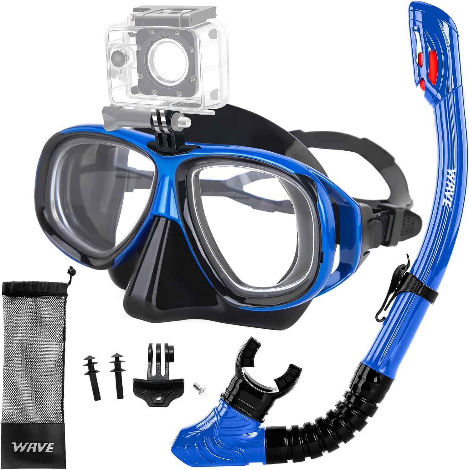 Nearsighted Snorkel Gear, Nearsighted Dry Snorkel Set for Adult Youth, Shortsighted Anti Fog Diving Mask & Dry Top Snorkel with Detachable Camera Mount for Scuba Diving, Snorkeling, Freediving
