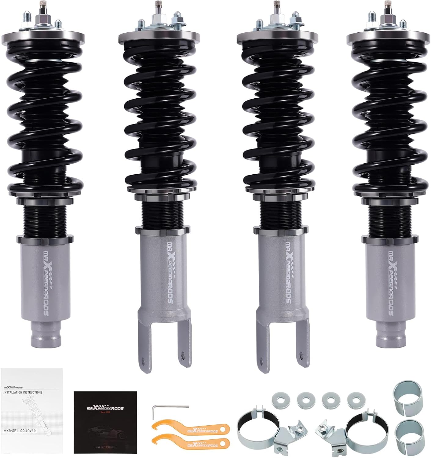 maXpeedingrods Coilovers for Honda Civic 1988-2000, for Honda CRX 1988-1991, for Delsol 1992-1995, for Acura Integra 1990-2001, 24 Levels Damper Adjustable Coilovers Suspension Lowering Kit