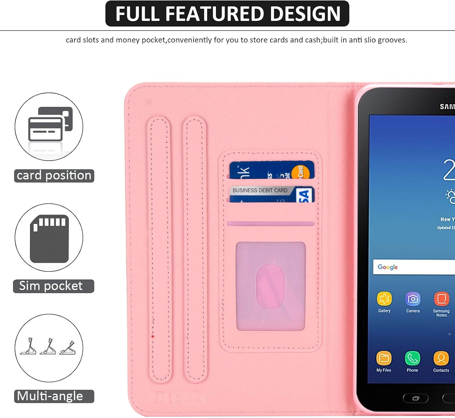 Dteck Galaxy Tab A 8.0 2018 Case SM-T387, Slim Folio Stand Premium Leather Wallet Cover with Photo Slot for Samsung Galaxy Tab A 8.0 Inch Tablet SM-T387 Verizon/Sprint/T-Mobile, Color Pineapple