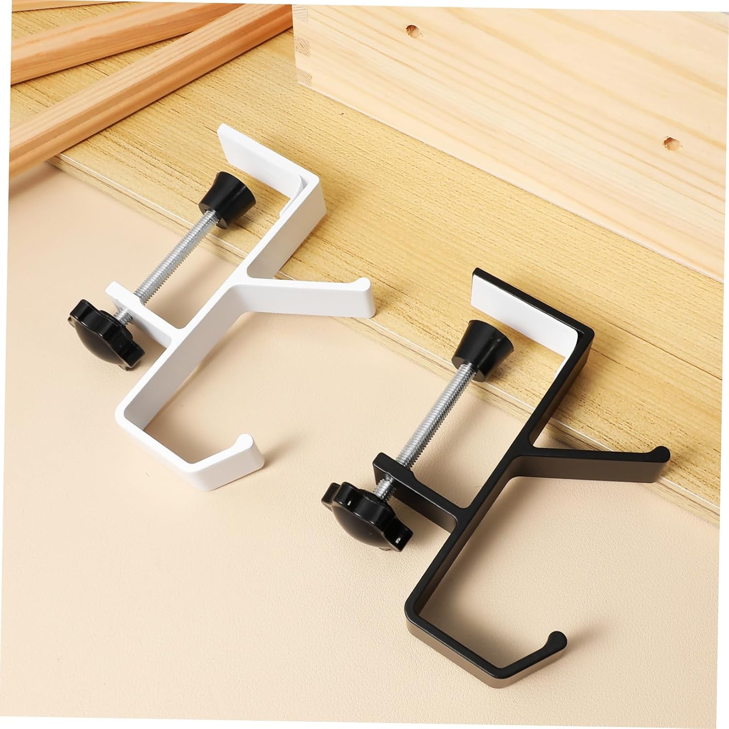Ipetboom 6pcs Purse Hooks Desk Headphone Holders Locking Desk Clamps Tabletop Purse Hangers Sturdy Versatile for Handbags More