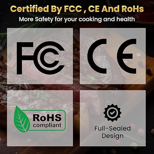 Miniatura 9 de Termómetro inalámbrico de carne de 800 pies, termómetro digital de cocina con 1 sonda, recargable inalámbrico, función de alarma, termómetro de