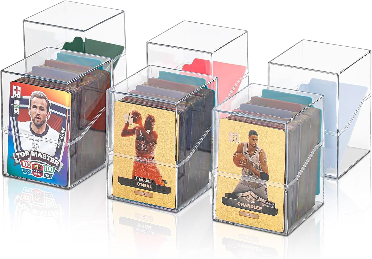 Portable Trading Card Storage Case：Holds 800+ Double Sleeved Cards, 6 Clear Commander Deck Boxes with 6 Dividers, Fits MTG, YuGiOh, TCG, Sports Cards