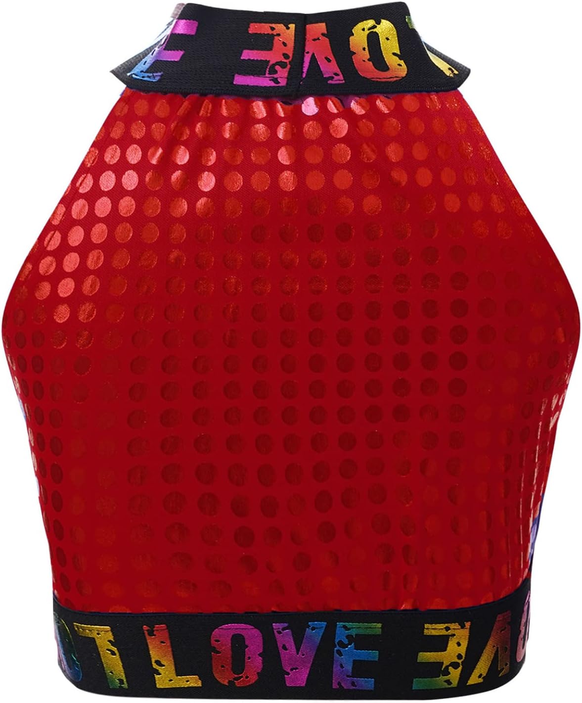 Girls Boys Sparkle Sequins Jazz Hip Hop Dance Crop Top Kids Sleeveless Tank Vest Letter Print Performance Shirt