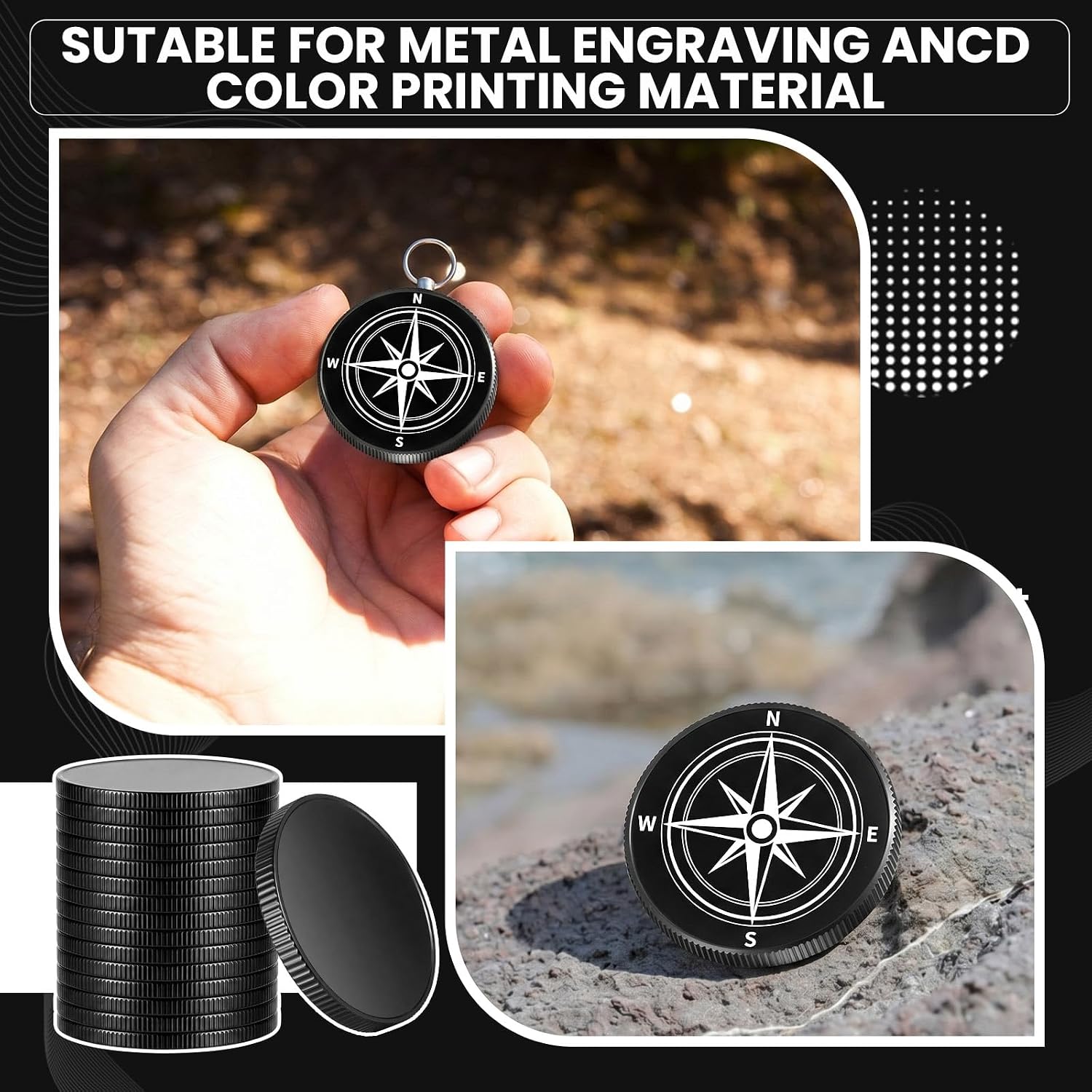 15 Pack Blank Challenge Coins for Laser Engraving, 40mm Diameter 3mm Thick Black Metal Coin Blanks, Engravable Stamping Blanks with Protective Cases for DIY Crafts Commemorative Collection