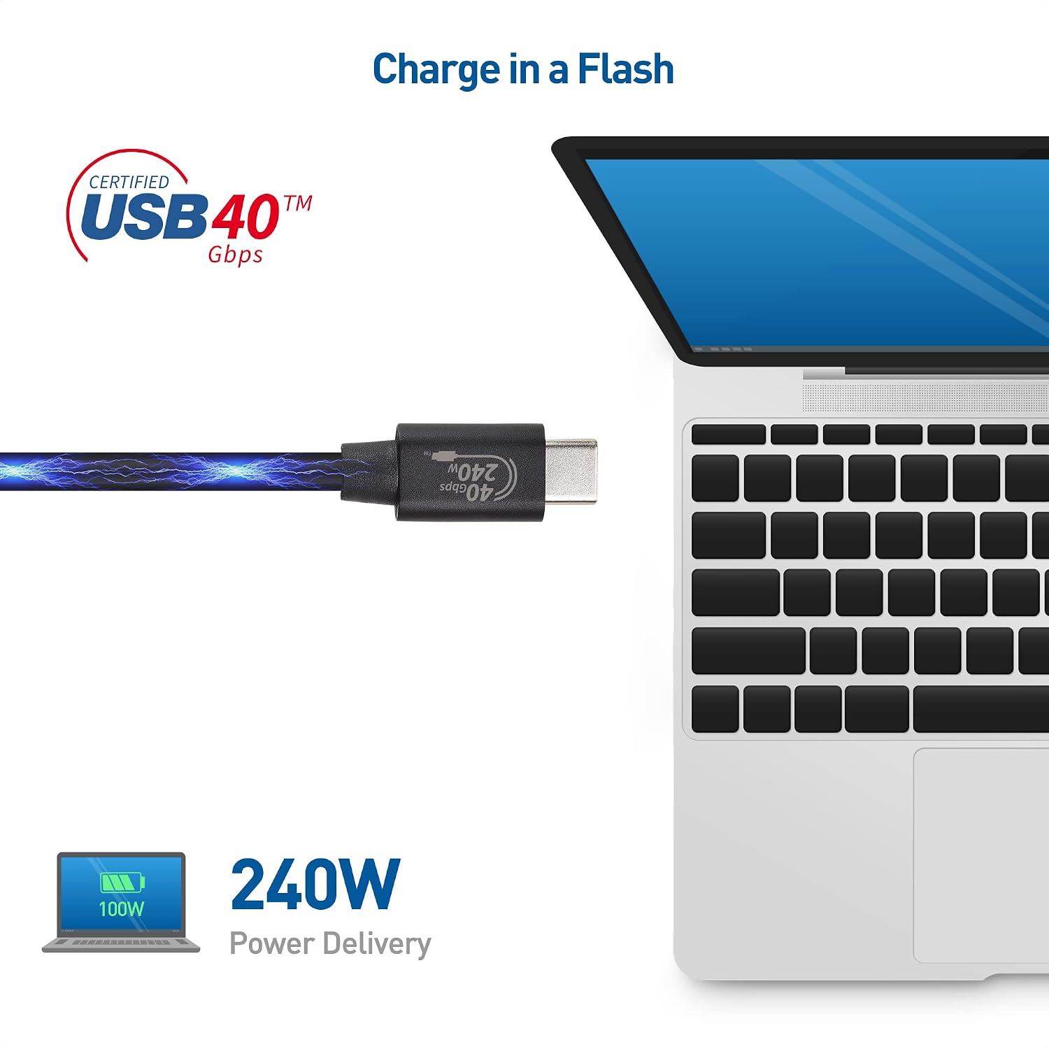 Cable Matters [USB-IF Certified] 40Gbps USB 4 Cable 3.3 ft with 8K Video & 240W Charging, USB4 Cable/USB C Display Cable with PD 3.1 Compatible with Thunderbolt 4, MacBook, XPS, Surface Pro