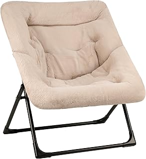 Comfy Saucer Chair for Adults, Soft Faux Fur Bedroom Chair, Accent Dorm ...