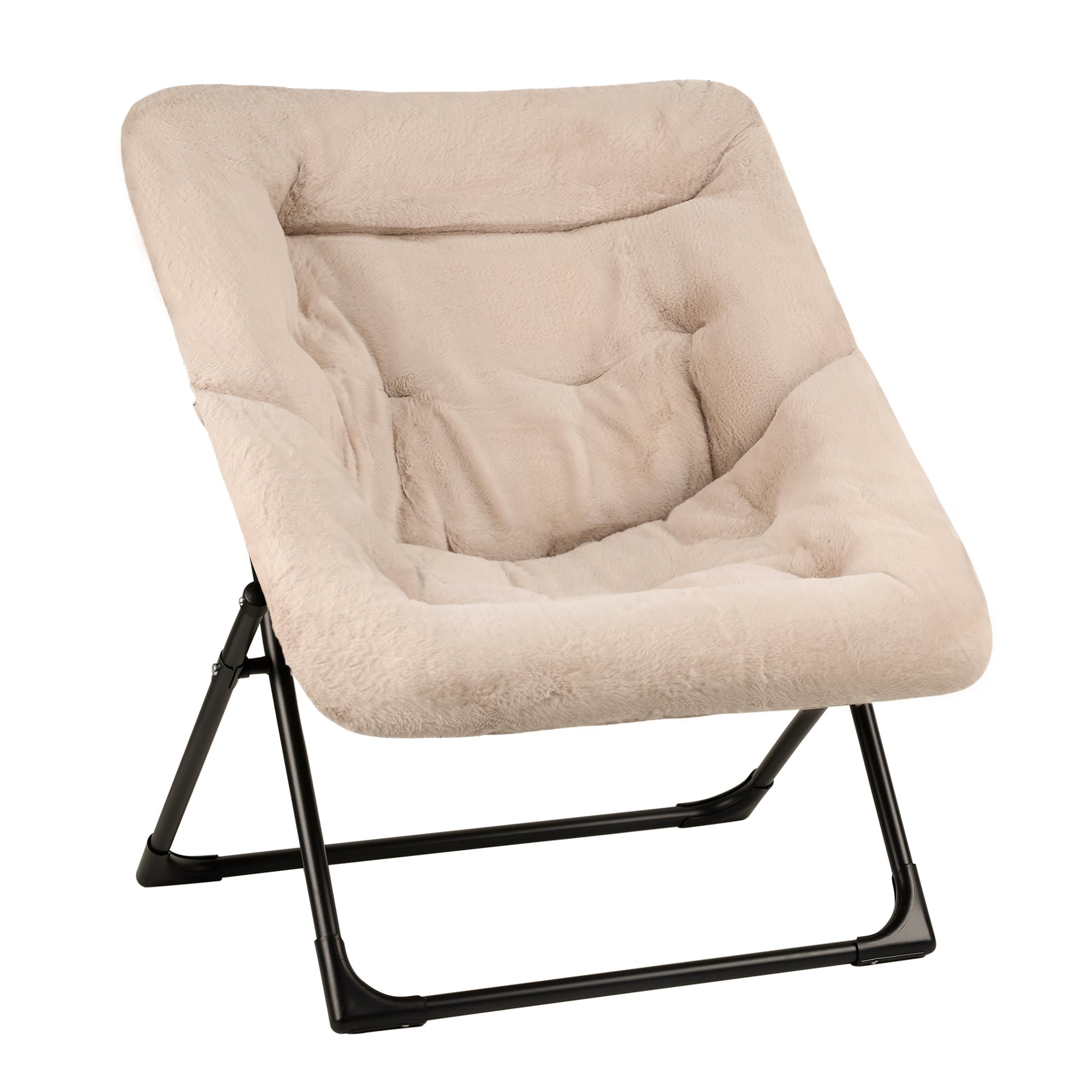 Comfy Saucer Chair for Adults, Soft Faux Fur Bedroom Chair, Accent Dorm  Chairs, Flexible Living Room Reading Chairs, Oversized Folding Lounge Seat