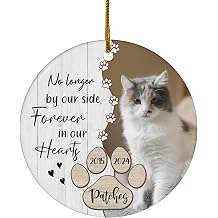 FLOCHIL Personalized Memorial Cat Christmas Ornament, Custom Cat Memorial Ornament with Name Photo, Pet Memorial Ornament, Gift for Pet Lovers