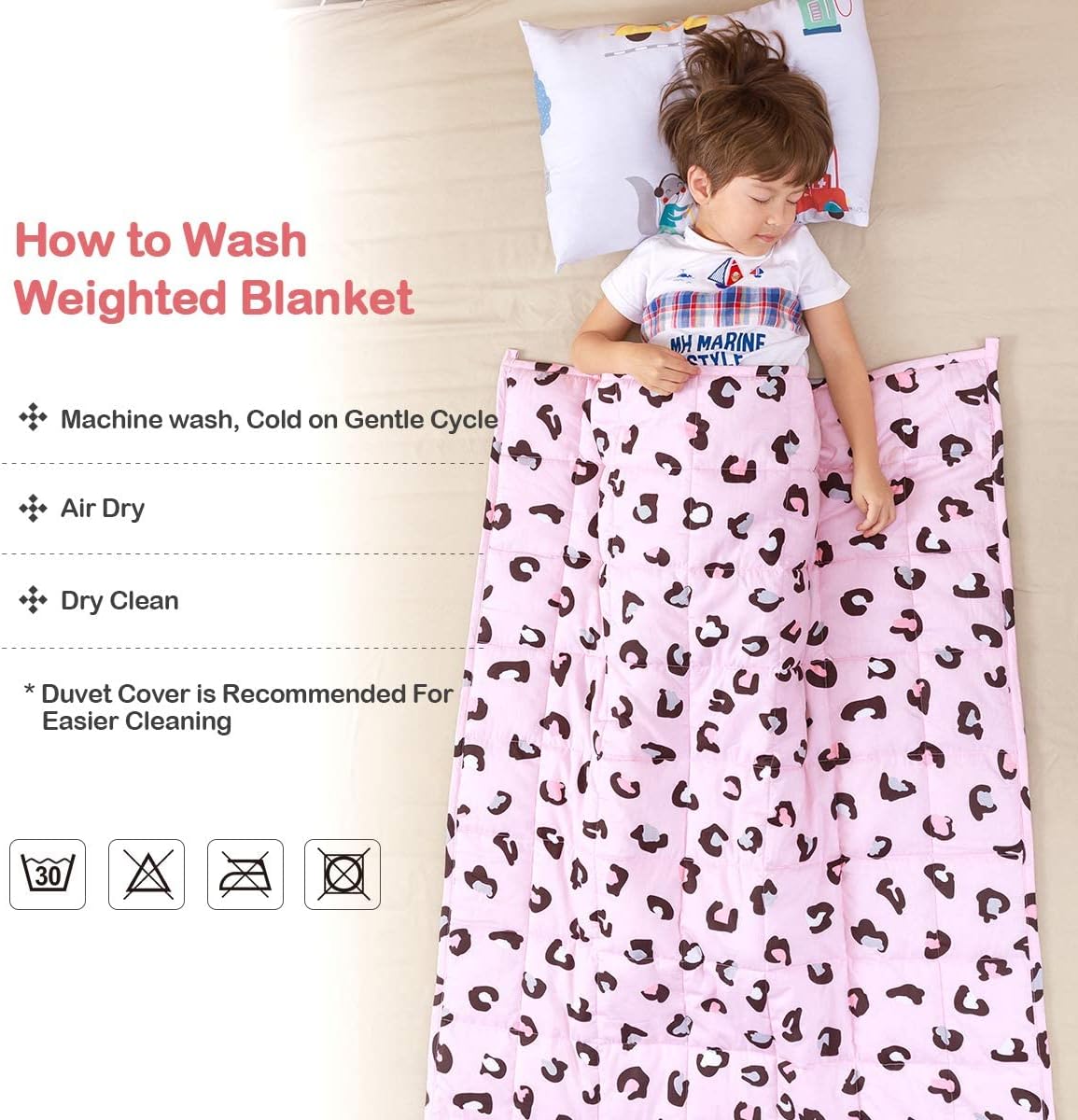 Sivio Weighted Blanket - 100% Cotton Weighted Blanket 3 lbs 36 x 48 inches, Washable Breathable Soft Heavy Blanket for Home and School Nap, Pink Leopard - Image 6