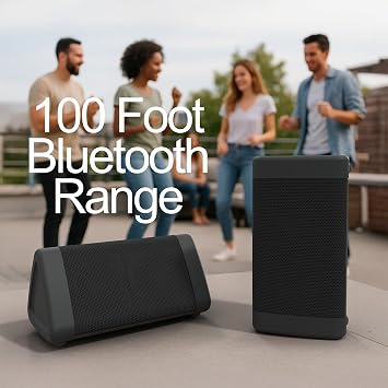 OontZ Angle 3 (4th Gen) Portable Bluetooth Speaker, 12W Stereo Sound, 24 Hour Playtime, Rich Bass, 100 Foot Wireless Range, Waterproof, Home, Outdoor, Travel, Great Gift (Black)