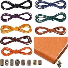 CRASPIRE 16Pcs 8.8 Yard Elastic Bands for TN Traveler Notebook Polyester Stretch Rubber Cords Replacement with 8 Decorative Toggles DIY Repair Kit Insert Refill for Leather Journal Bookmark Making