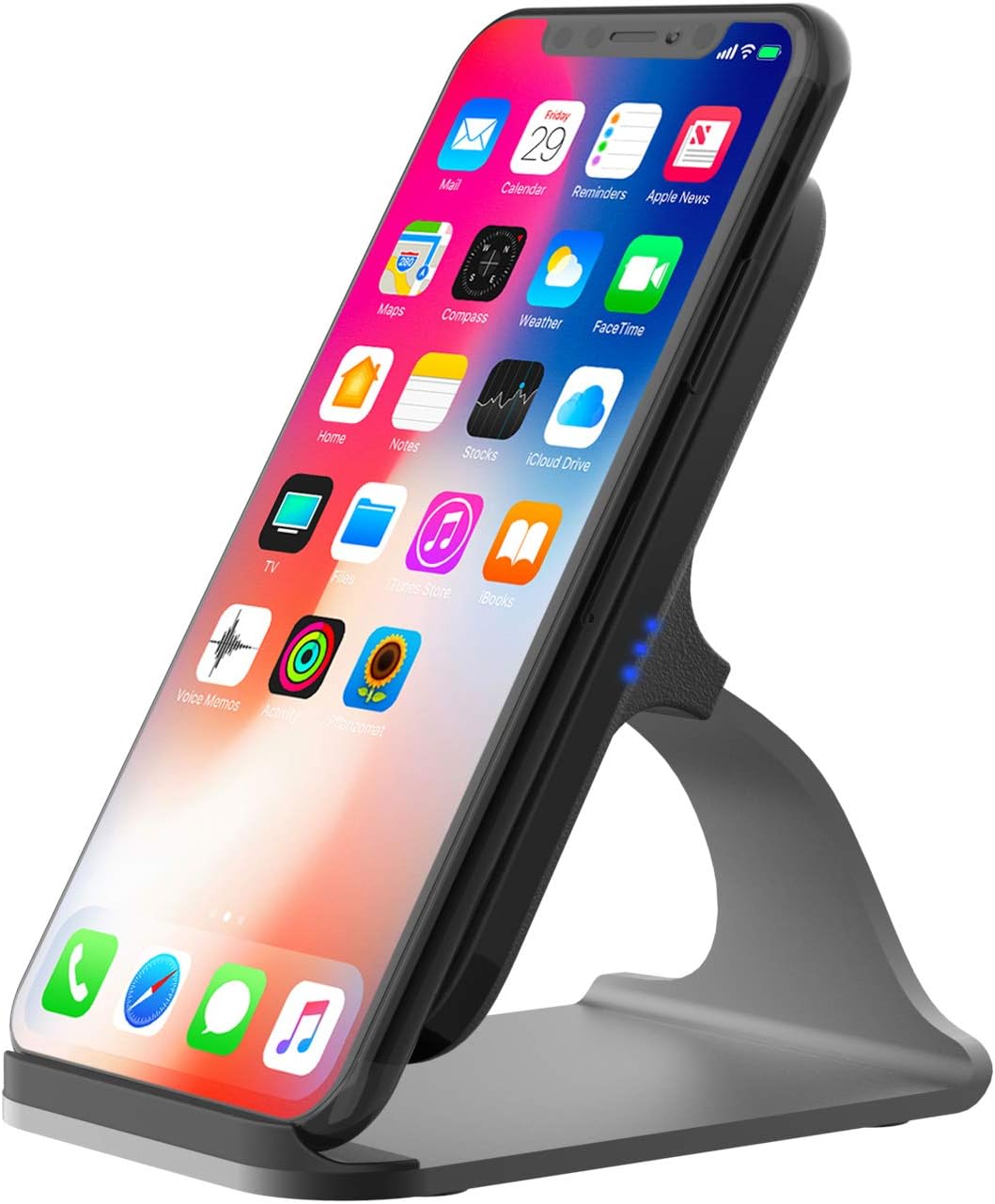 Vesena Fast Wireless Charger Dock, 2-Coil Qi Wireless Charging Stand for iPhone X iPhone 8 iPhone 8 Plus, Support Samsung Galaxy S8 Note8 and All Qi-Enabled Devices, AC Adapter Not Included.