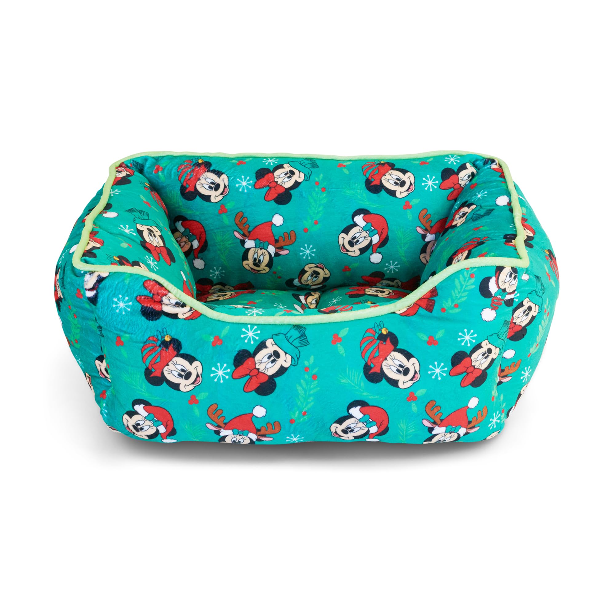 Disney Dog Bed, Holiday Mickey and Minnie Expressions Scattered Green, Cuddler โ image 1