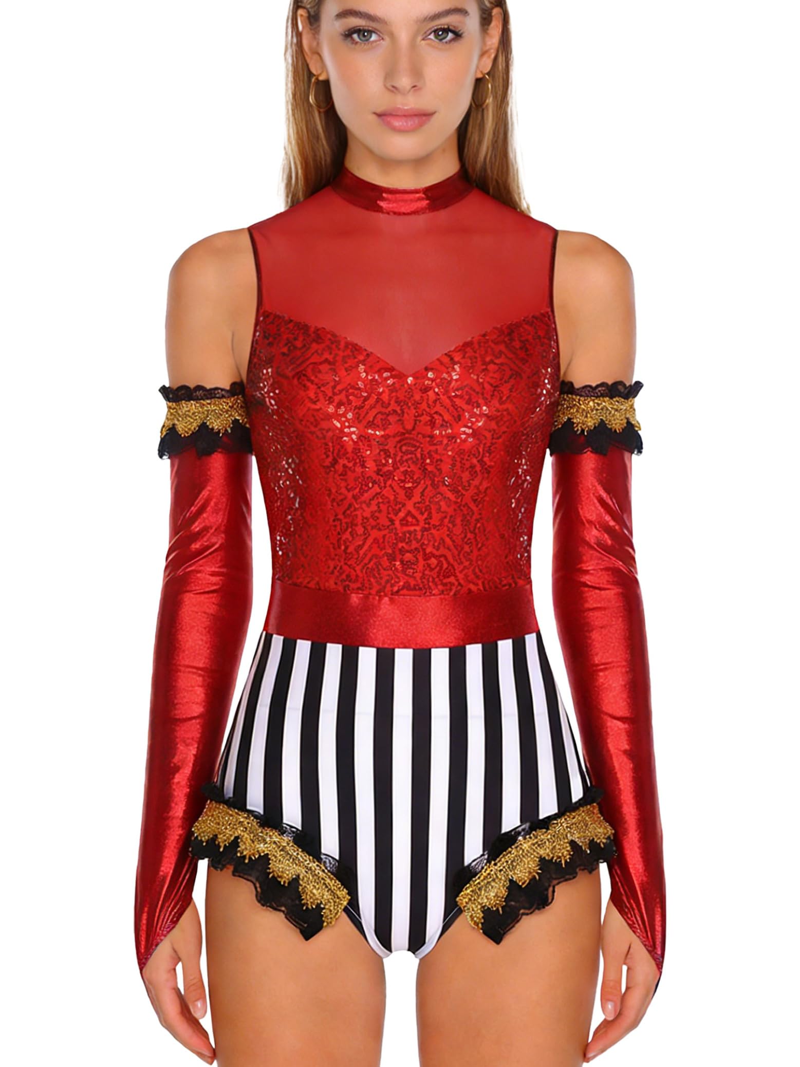 Manyakai Women Trapeze Artist Circus Acrobat Costume Stage Performance Costume Gymnastics Leotard Red L