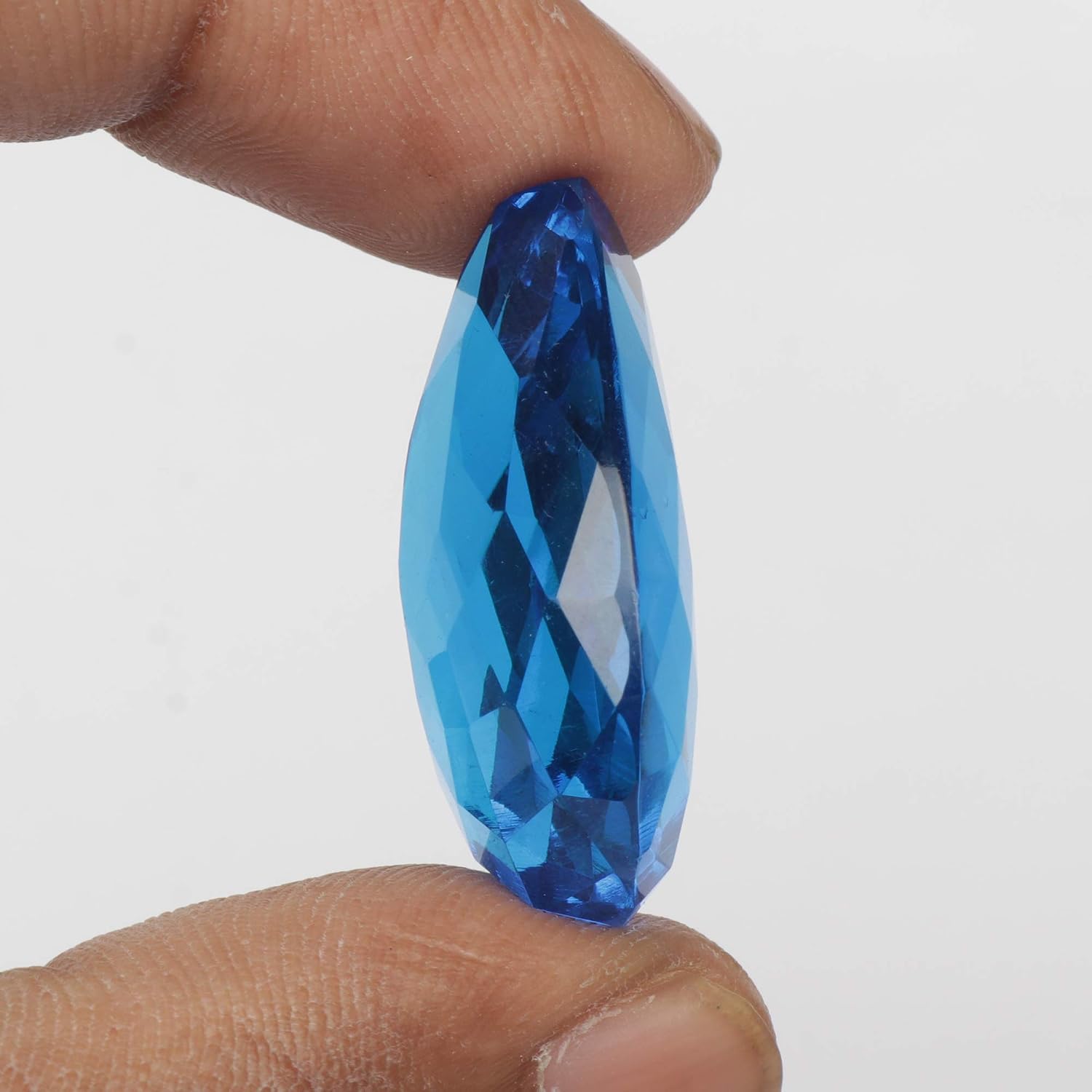 REAL-GEMS Natural Blue Topaz Loose Gemstone 52.45 Carat Certified Pear Cut Faceted Stone For Jewelry Making And Collectors