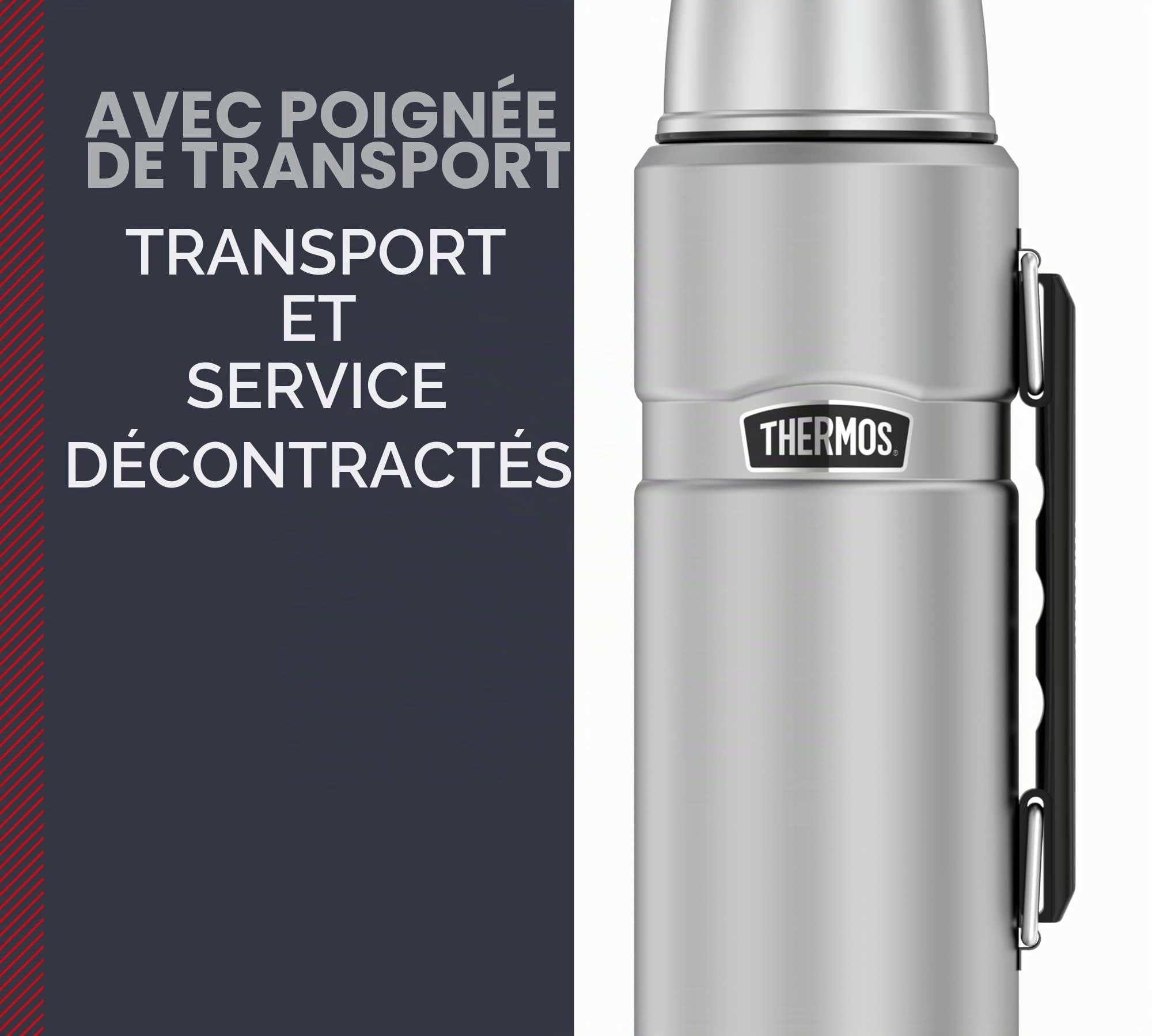 Très grand thermos flasque de 1,2 L en acier inoxydable, Acier inoxydable, acier inoxydable, 9,5x10,9x31,3 cm