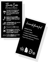 Fresh Flowers Care Instructions & Flower Food Recipe | 50 Pack | 2x3.5” in Business Card | Gardening Business Supplies | Florist Supplies | Black Card Design
