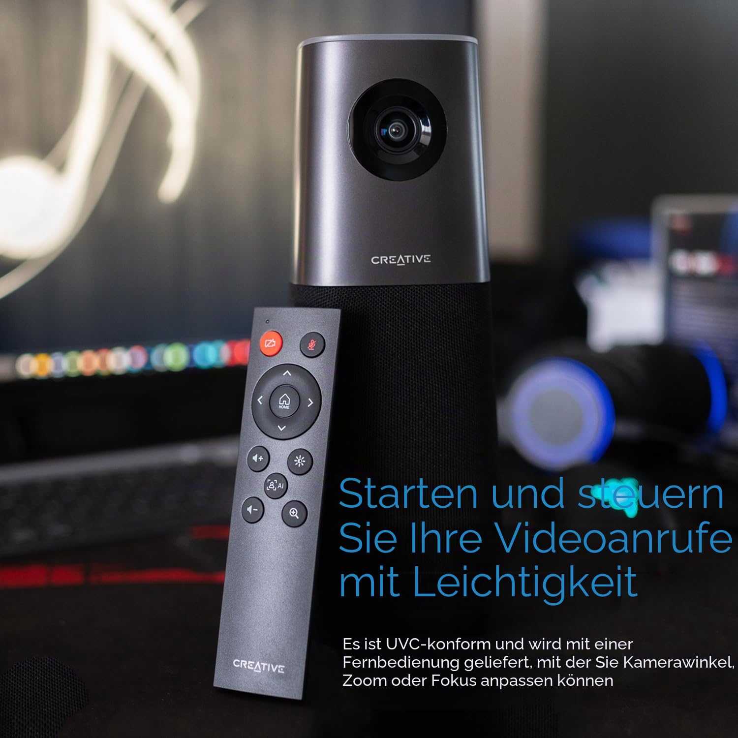 Creative Live! Meet 4K - 4K-UHD-Konferenz-Webcam mit automatischer Verfolgung und 7-Fach-Digitalzoom, für PC und Mac
