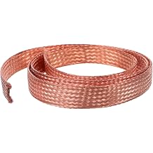 Copper Braided Ground Strap 3.3ft Expandable Shielding Sleeve Flat