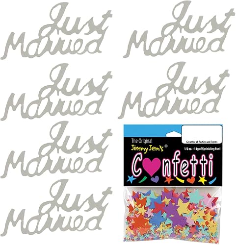 Miniatura 3 de Confeti Word JUST Married Silver - 2 bolsas de media onza (1 oz) #7848 Q01