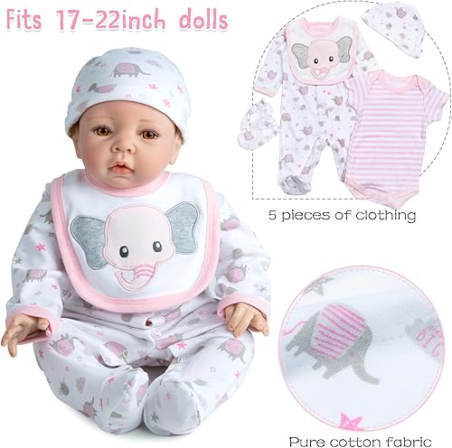 Miniatura 7 de Ropa de muñeca Reborn con moisés y accesorios de pañales reutilizables, juego de 10 piezas para muñecas de bebé de 17 a 22 pulgadas, muñecas rosadas