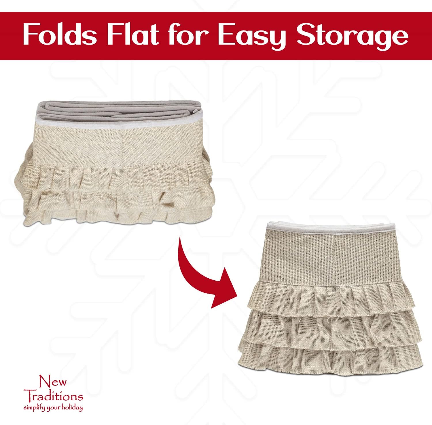 New Traditions - Christmas Tree Collar (Burlap Tree Collar - Ivory Tiered Ruffles)
