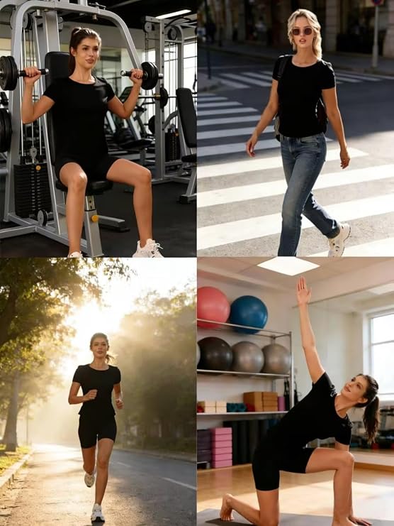 YOINS Workout Tops for Women Short Sleeve Fitted Gym Yoga Shirts Summer Casual T-Shirts