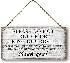 Baby Sleeping Sign For Front Door Please Do Not Knock Or Ring Doorbell Sign Funny Welcome Go Away Signs No Soliciting Sign For Home Don'T Disturb Hanging Sign Wall Decor