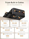 Banque d'électricité 30000mAh Câble intégré de chargeur portable, 22.5W USB-C Chargeur de téléphone portable rapide, 5 Produits 2 Entrées avec LED Affichage, Voyage Camping Banque de puissance essentielle pour iPhone Android