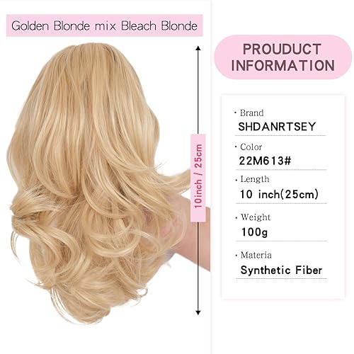 Miniatura 2 de Extensiones de cabello corto ondulado rizado sintético de 10 pulgadas con clip para cola de caballo para niñas y mujeres