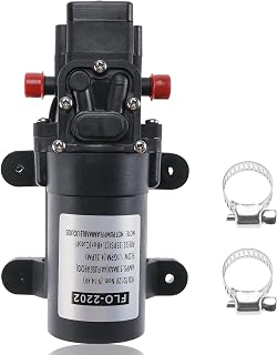 XMSound Fresh Water Pump Self Priming Sprayer Pump Water Pressure Pump with 2 Hose Clamps 12V 1.1 GPM 35 PSI Water Pressure Pump for Caravan/RV/Boat/Marine Boat