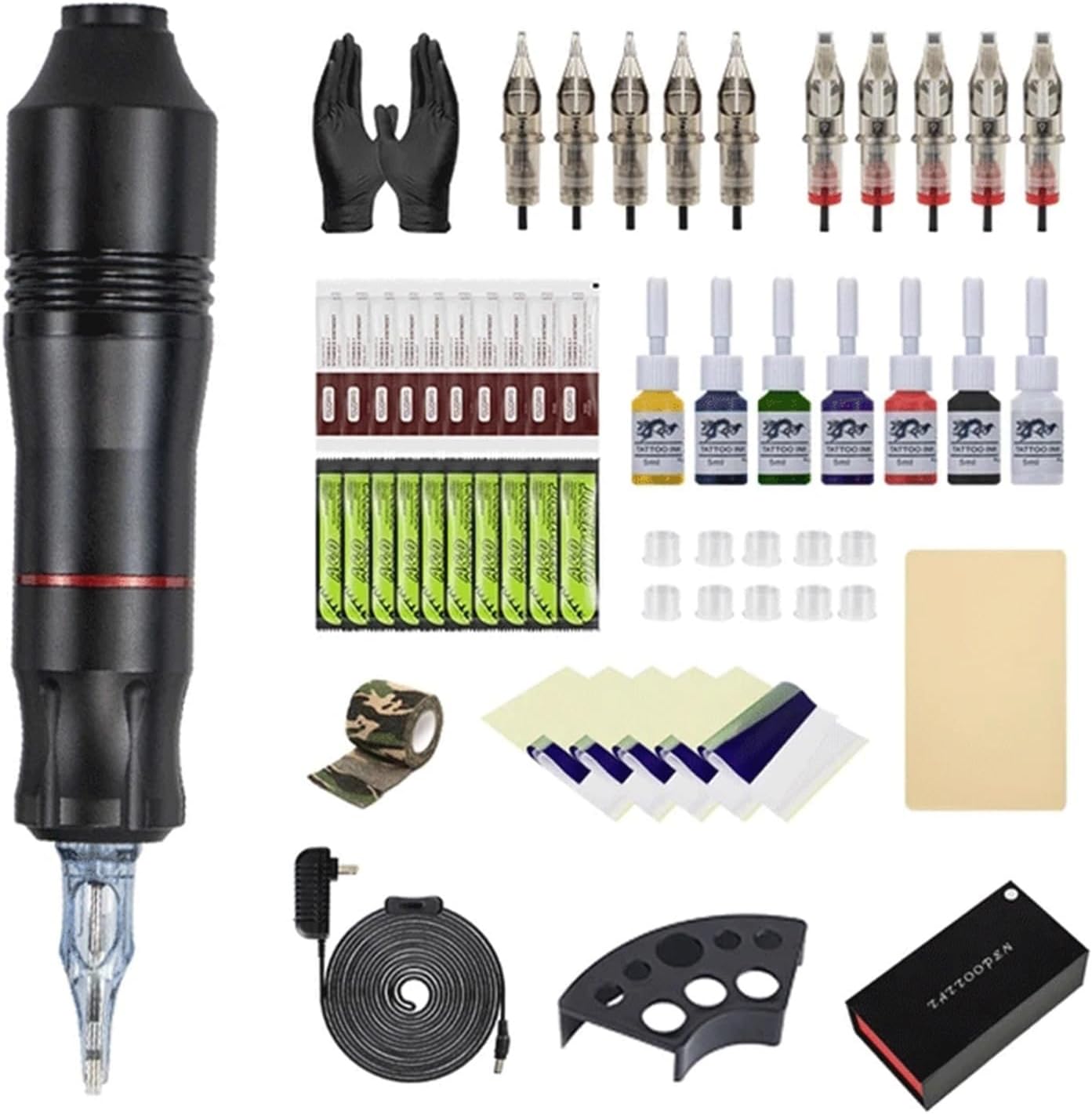 Profession Tattoo Machine Pen Tattoo Kit Power Supply Rotary Pen with Needles Tools for Permanent Makeup Machine Tattoo Artist