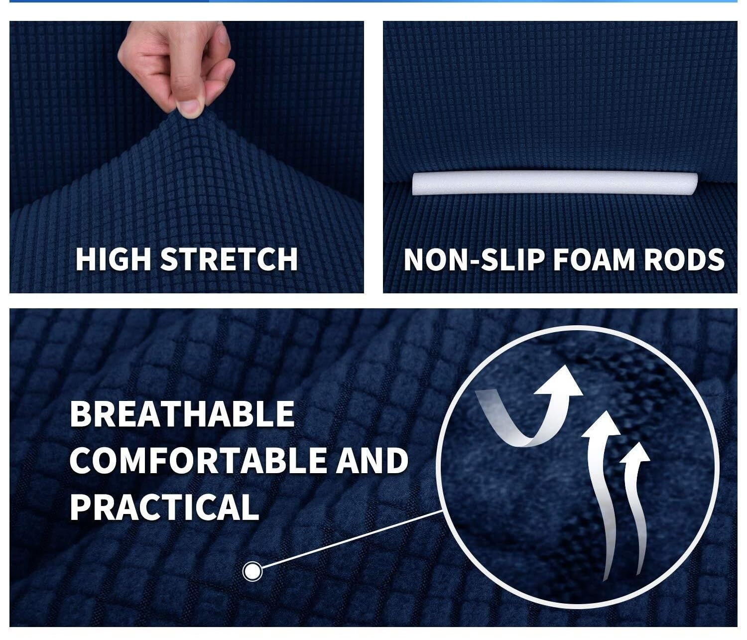 Neueste Stuhlbezüge for das Wohnzimmer, Super-Stretch-Jacquard-Stuhlbezug mit Hundearmlehne, 1-teiliger Sofa-Couch-Schonbezug(Blu Navy,4 Place)