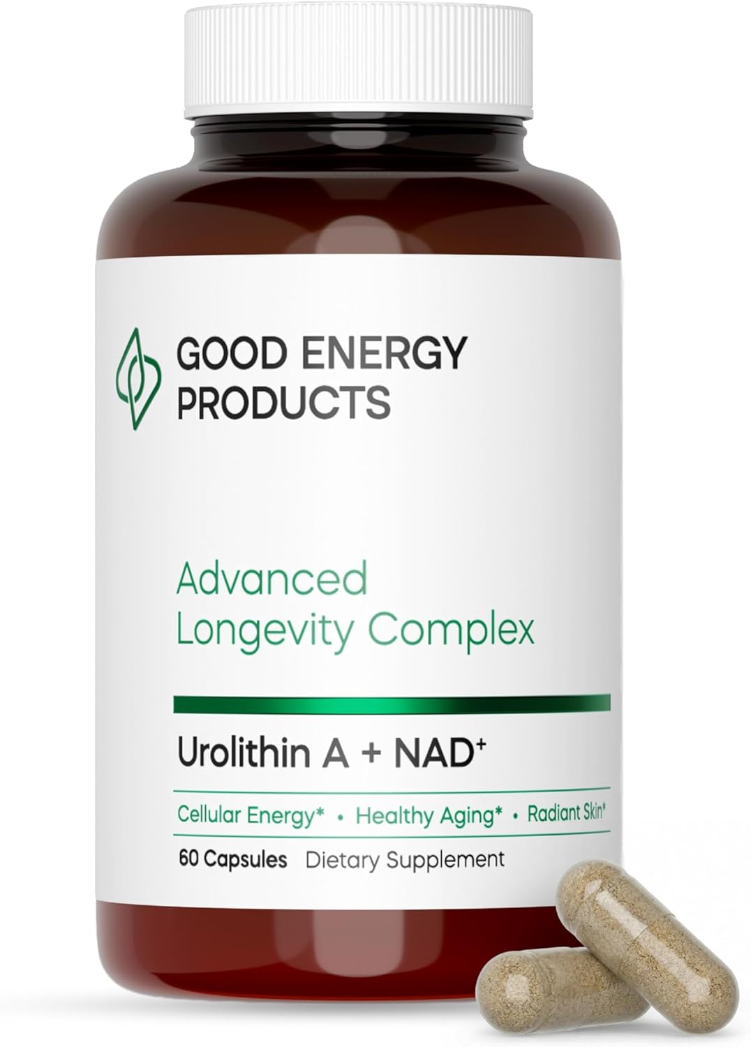 Urolithin A + NAD+ Supplement – 500mg Urolithin A + 350mg Nicotinamide Riboside (NAD+) – Mitochondrial Support, Cellular Energy, Longevity & Healthy Aging – 60 Capsules