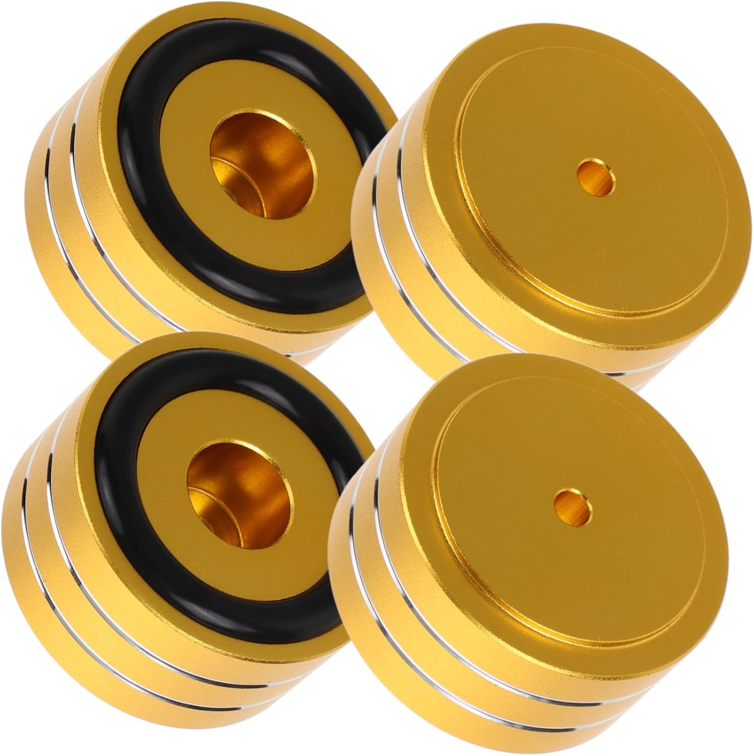 OSALADI 4sets Aluminum Alloy Speaker Feet Pads Rubber Shockproof Isolation for Amplifier Cabinet Easy Installation Gold Finish